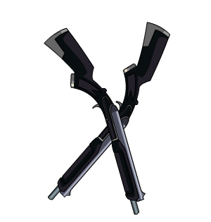 Crossed Silver Shotguns